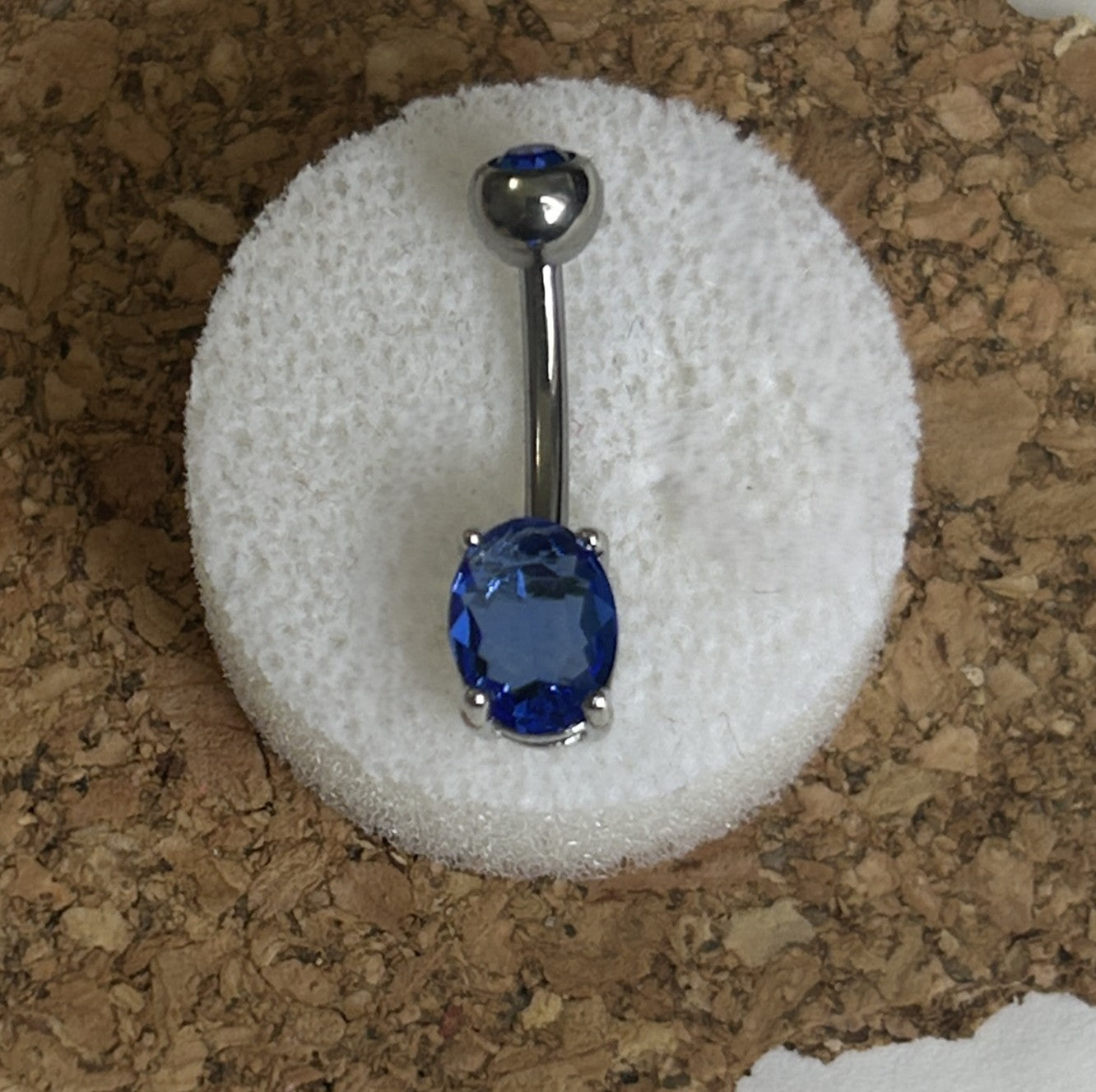 Titanium Oval Stone Belly Ring