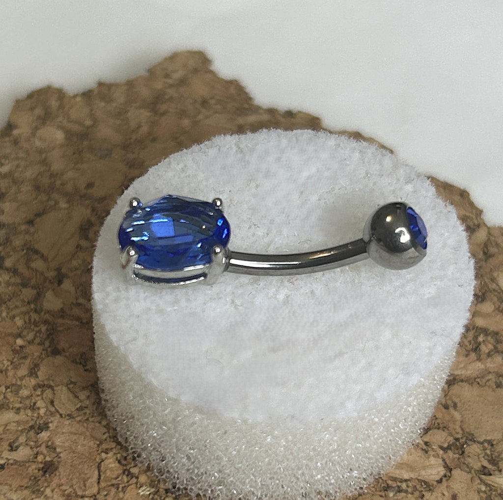 Titanium Oval Stone Belly Ring