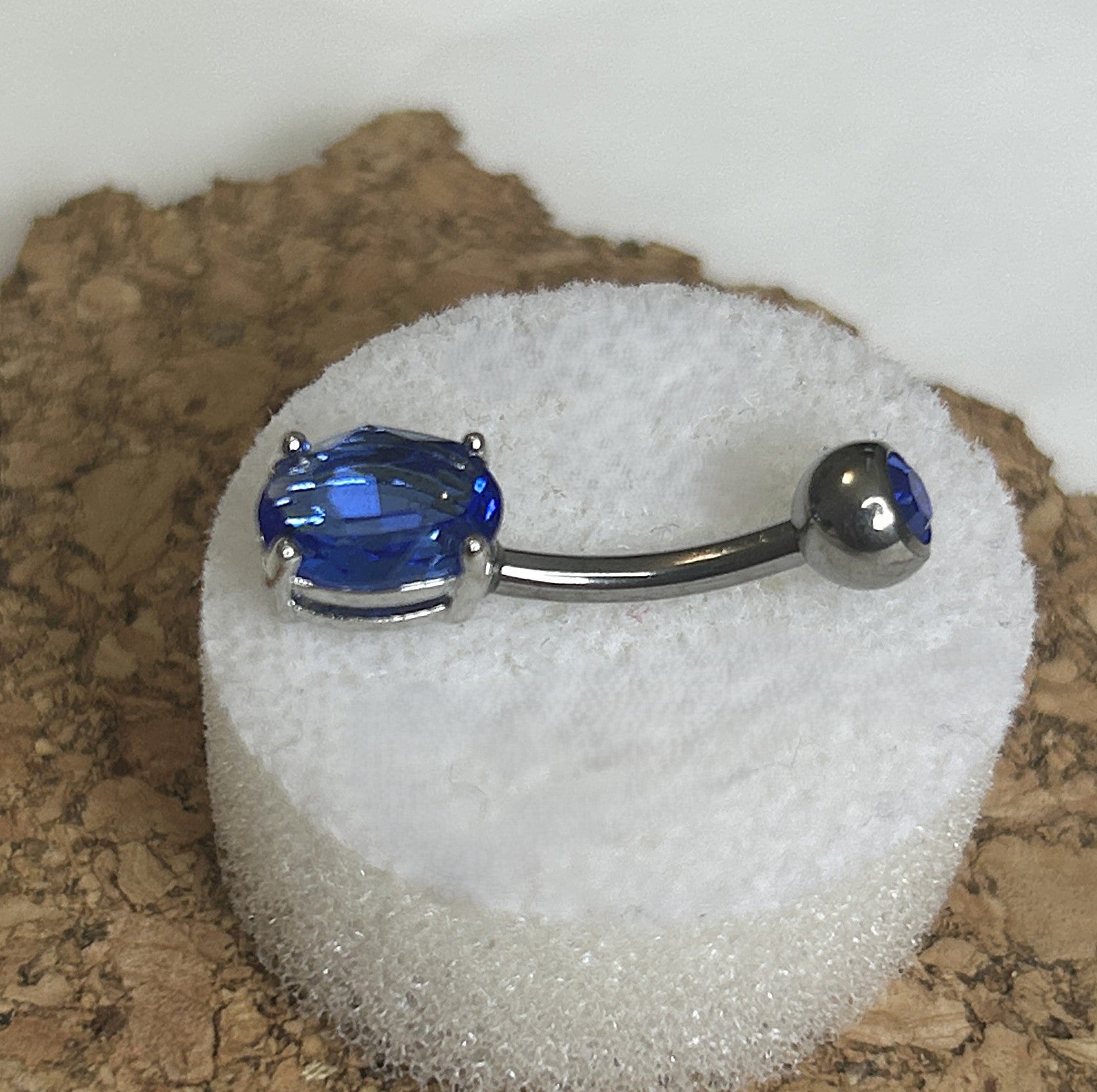 Titanium Oval Stone Belly Ring