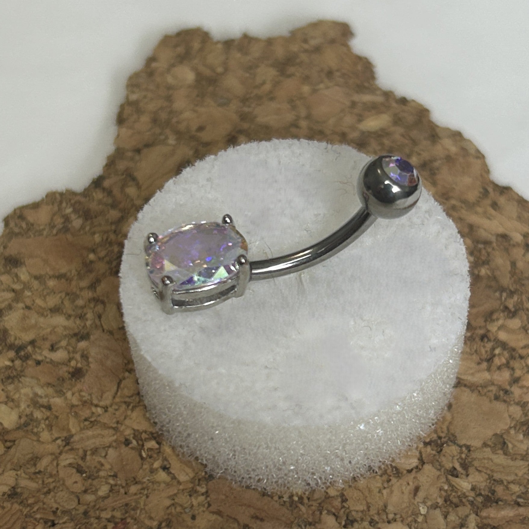 Titanium Oval Stone Belly Ring