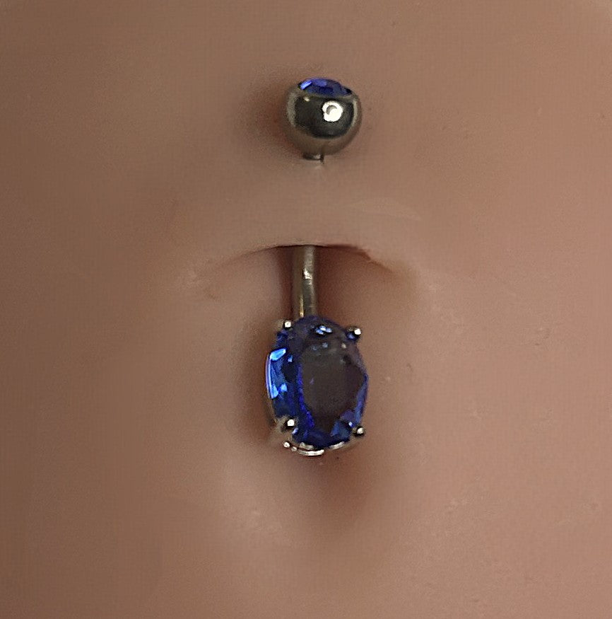 Titanium Oval Stone Belly Ring