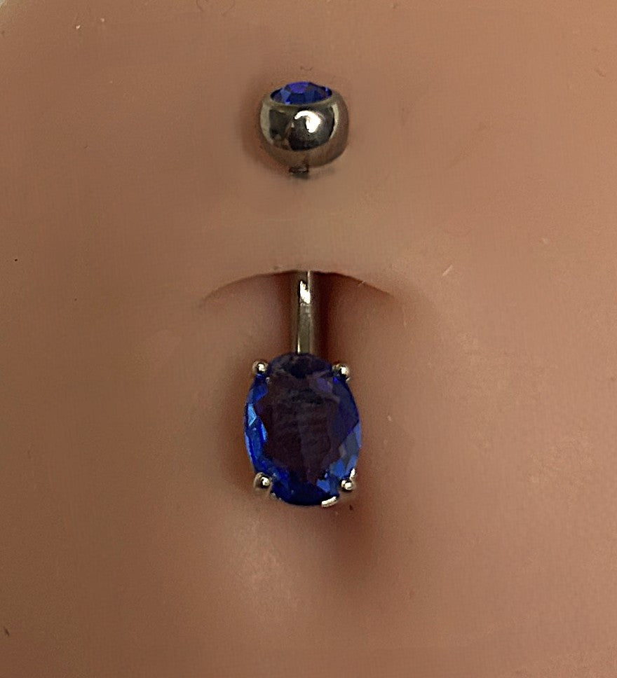 Titanium Oval Stone Belly Ring