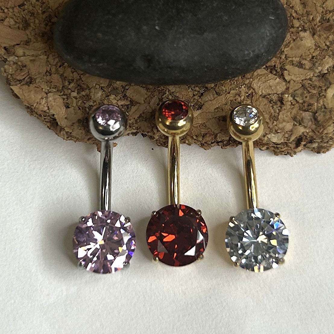 Titanium Gem Belly Ring – 3mm & 8mm
