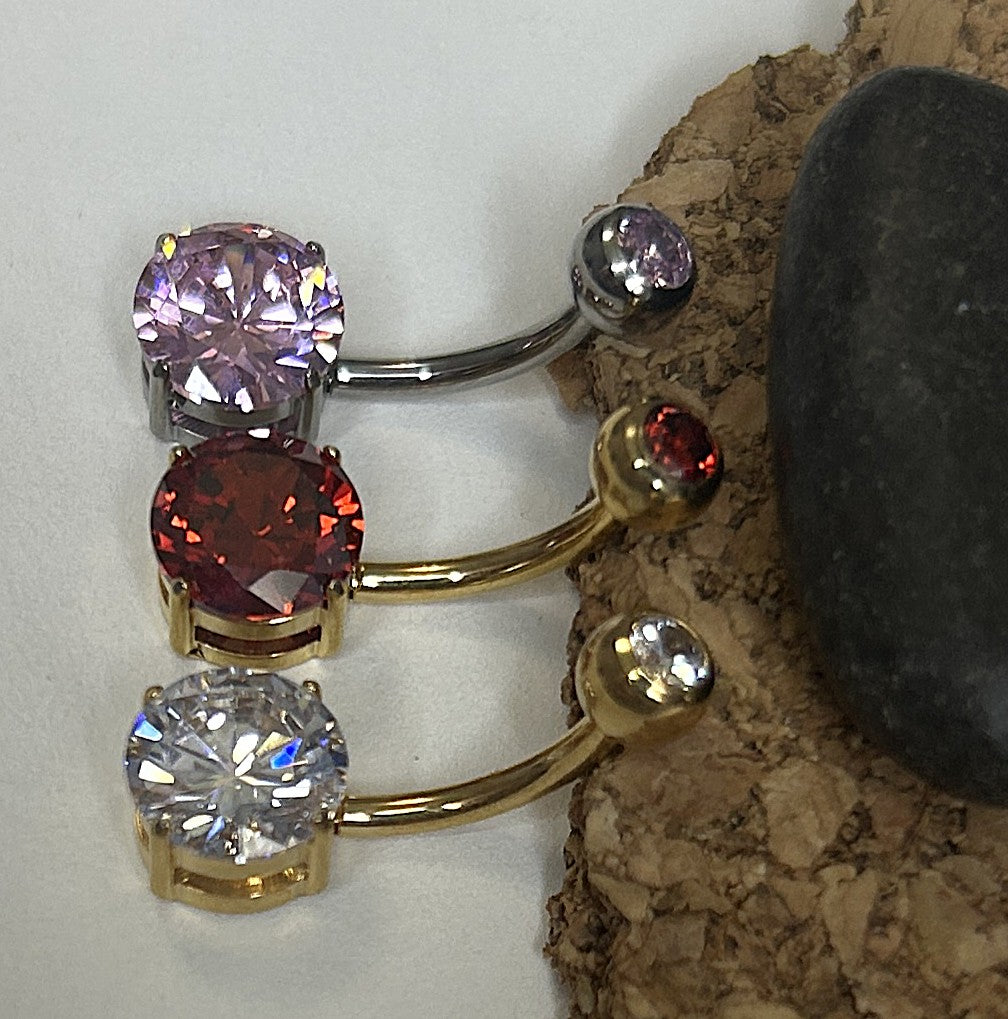 Titanium Gem Belly Ring – 3mm & 8mm