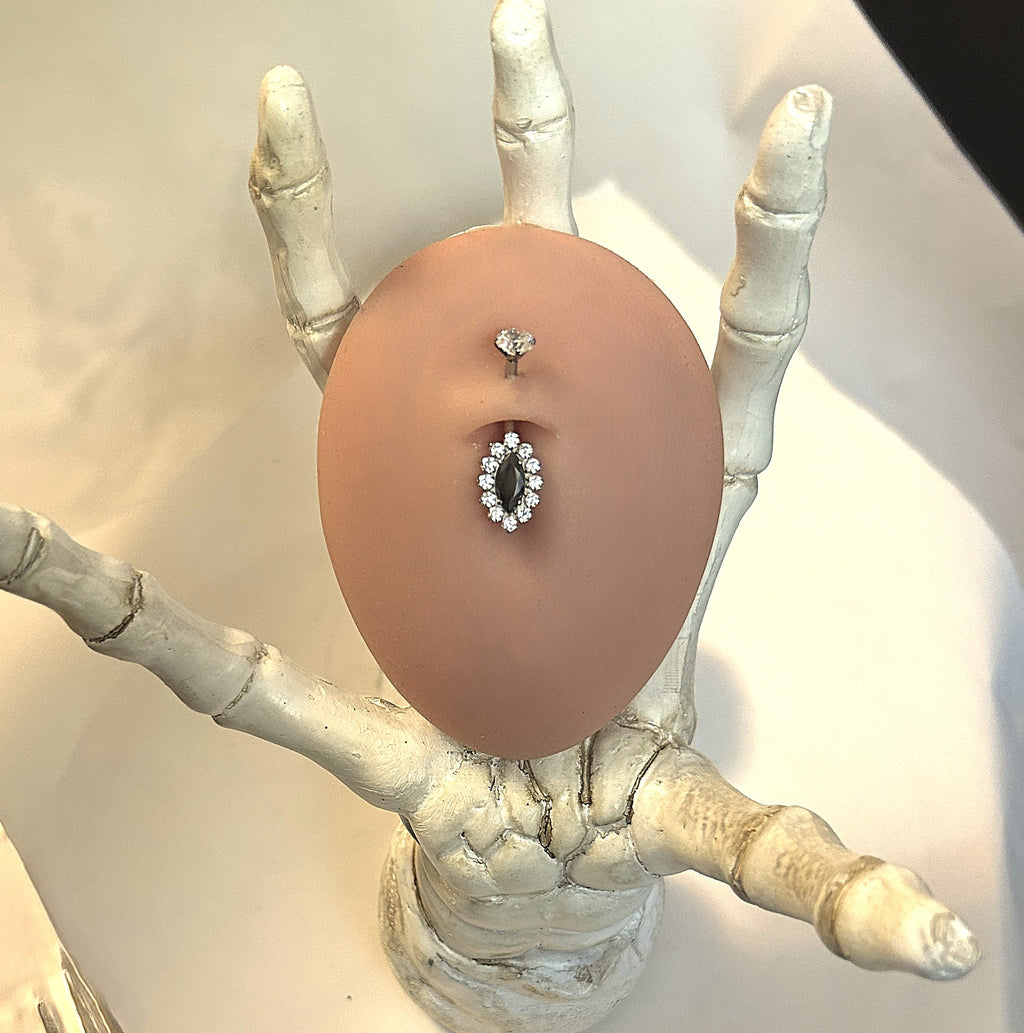 Titanium Marquise Halo Belly Ring