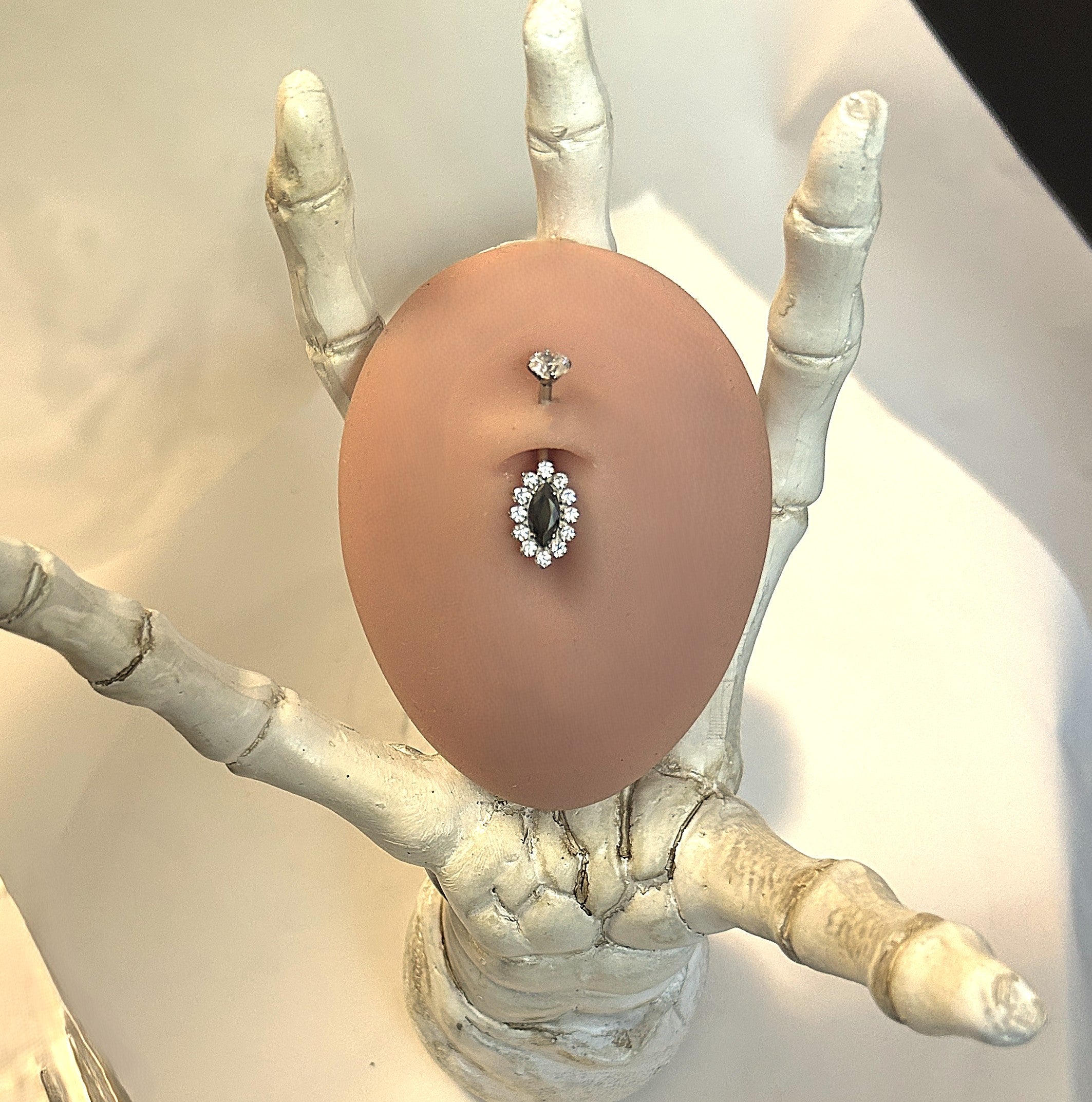 Titanium Marquise Halo Belly Ring