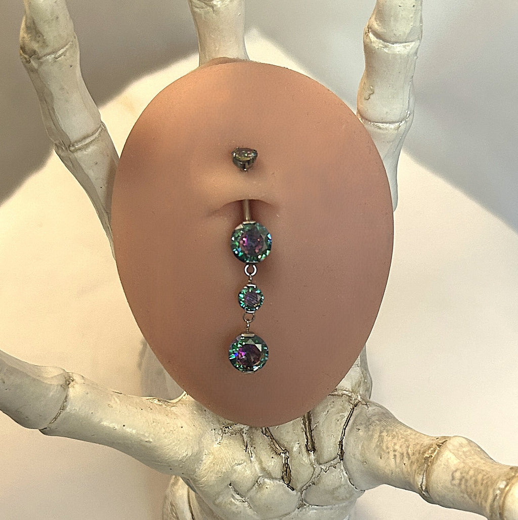 Titanium Dangle Chain Belly Ring – 8mm-4mm-8mm