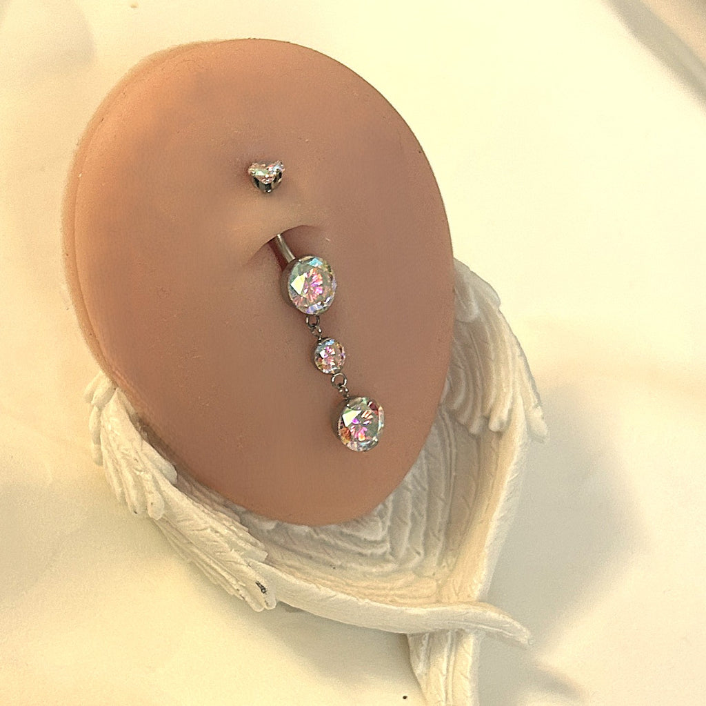 Titanium Dangle Chain Belly Ring – 8mm-4mm-8mm