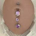 Titanium 14g Triple Bead Dangle Belly Ring