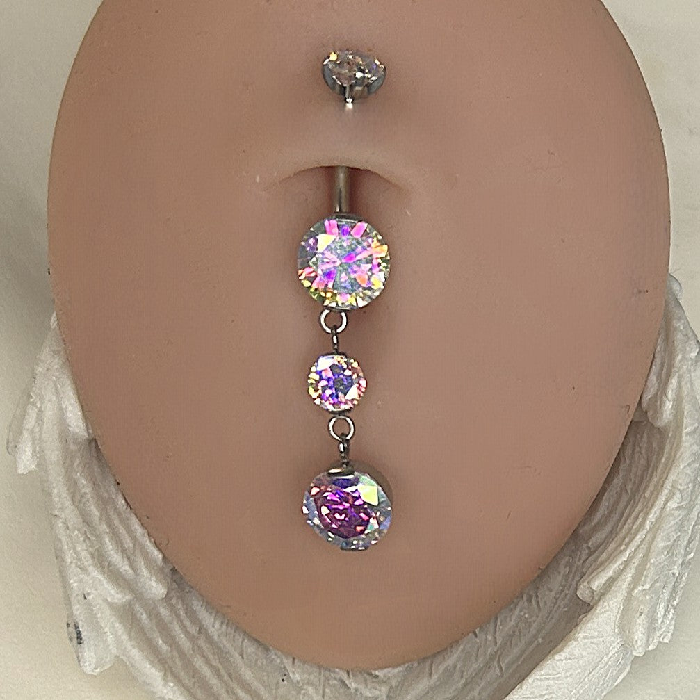 Titanium Dangle Chain Belly Ring – 8mm-4mm-8mm