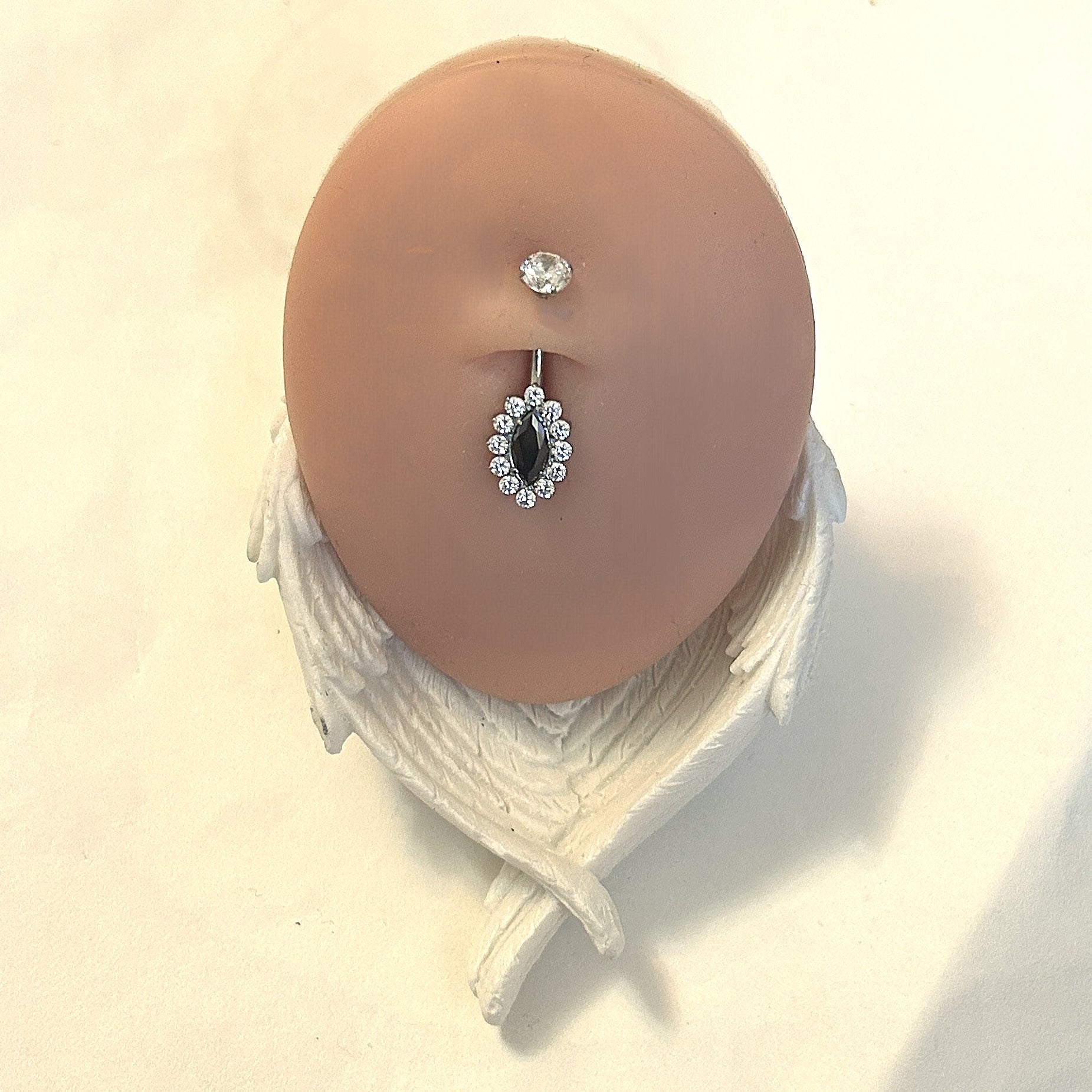 Titanium Marquise Halo Belly Ring