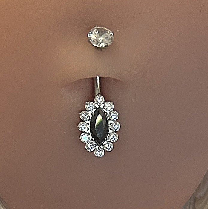 Titanium Marquise Halo Belly Ring