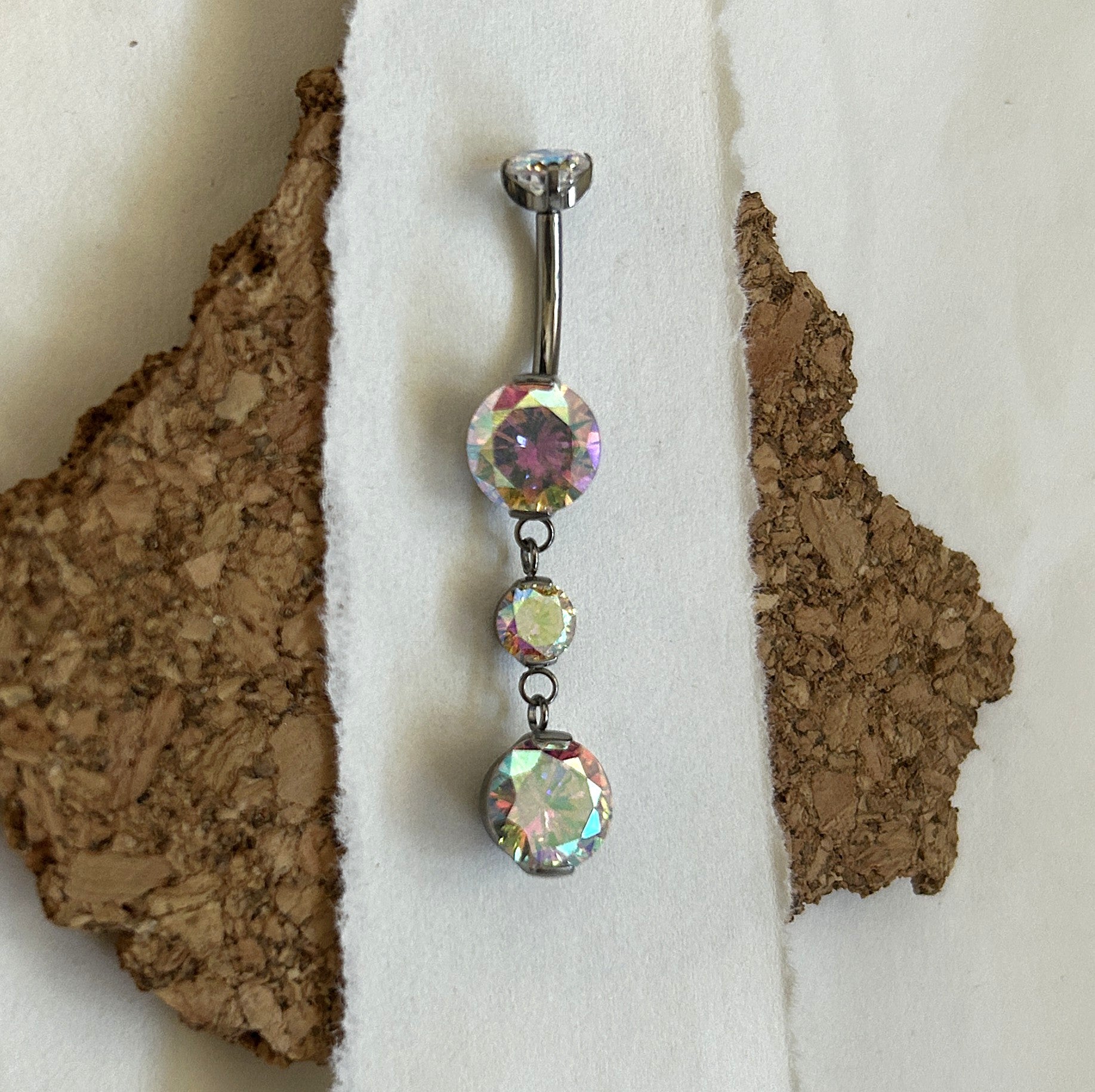 Titanium Dangle Chain Belly Ring – 8mm-4mm-8mm