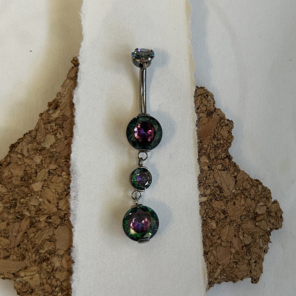 Titanium Dangle Chain Belly Ring – 8mm-4mm-8mm