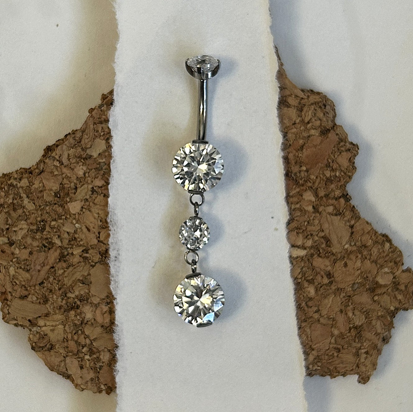 Titanium Dangle Chain Belly Ring – 8mm-4mm-8mm