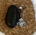 Titanium Dewdrop Belly Ring – Diamond & Clear Drop Gems
