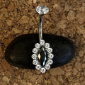 Titanium Marquise Halo Belly Ring