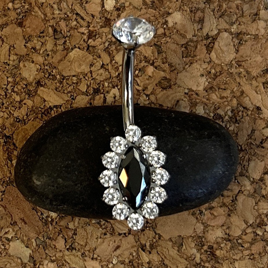 Titanium Marquise Halo Belly Ring