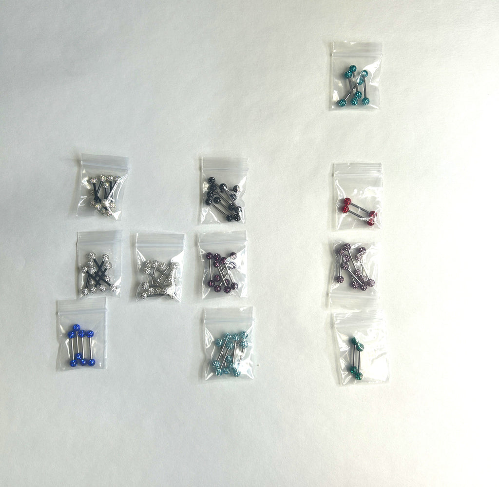 Nipple Bar - Epoxy Crystal Paved Balls