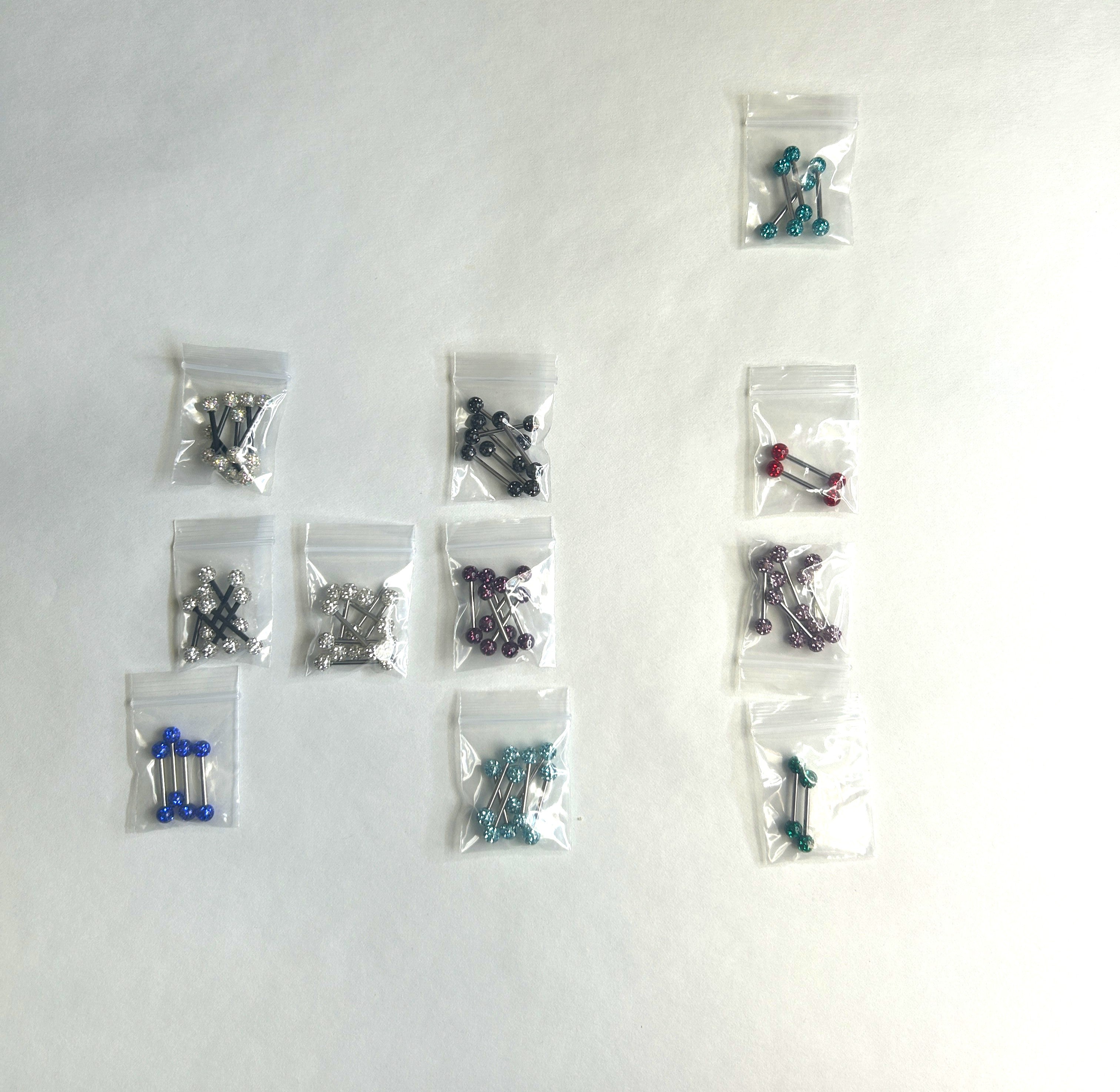 Nipple Bar - Epoxy Crystal Paved Balls