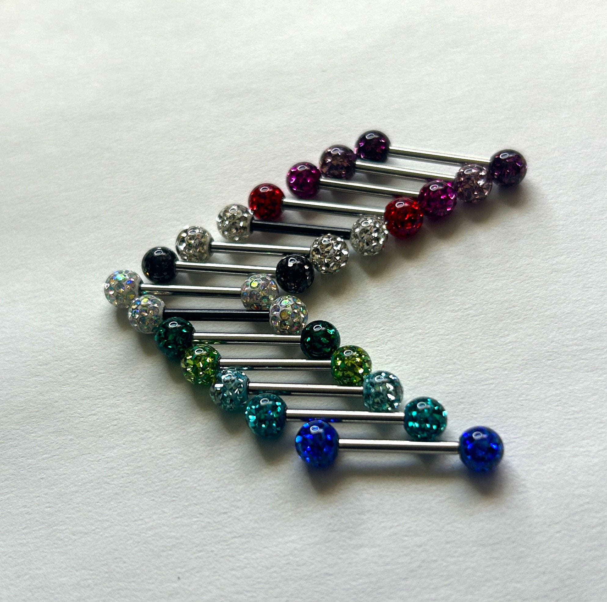 Nipple Bar - Epoxy Crystal Paved Balls