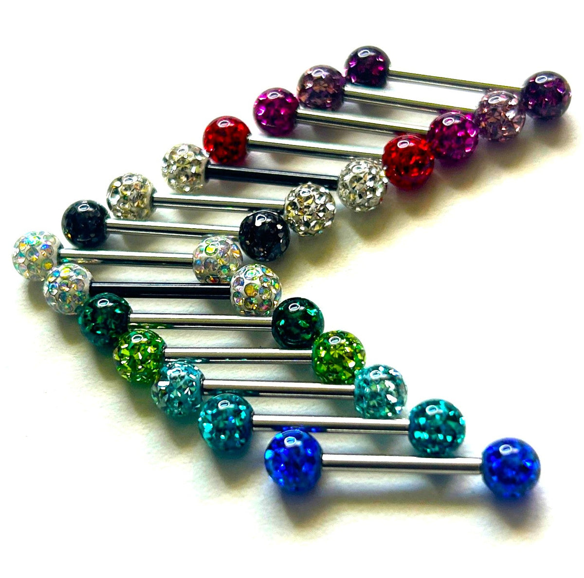 Nipple Bar - Epoxy Crystal Paved Balls