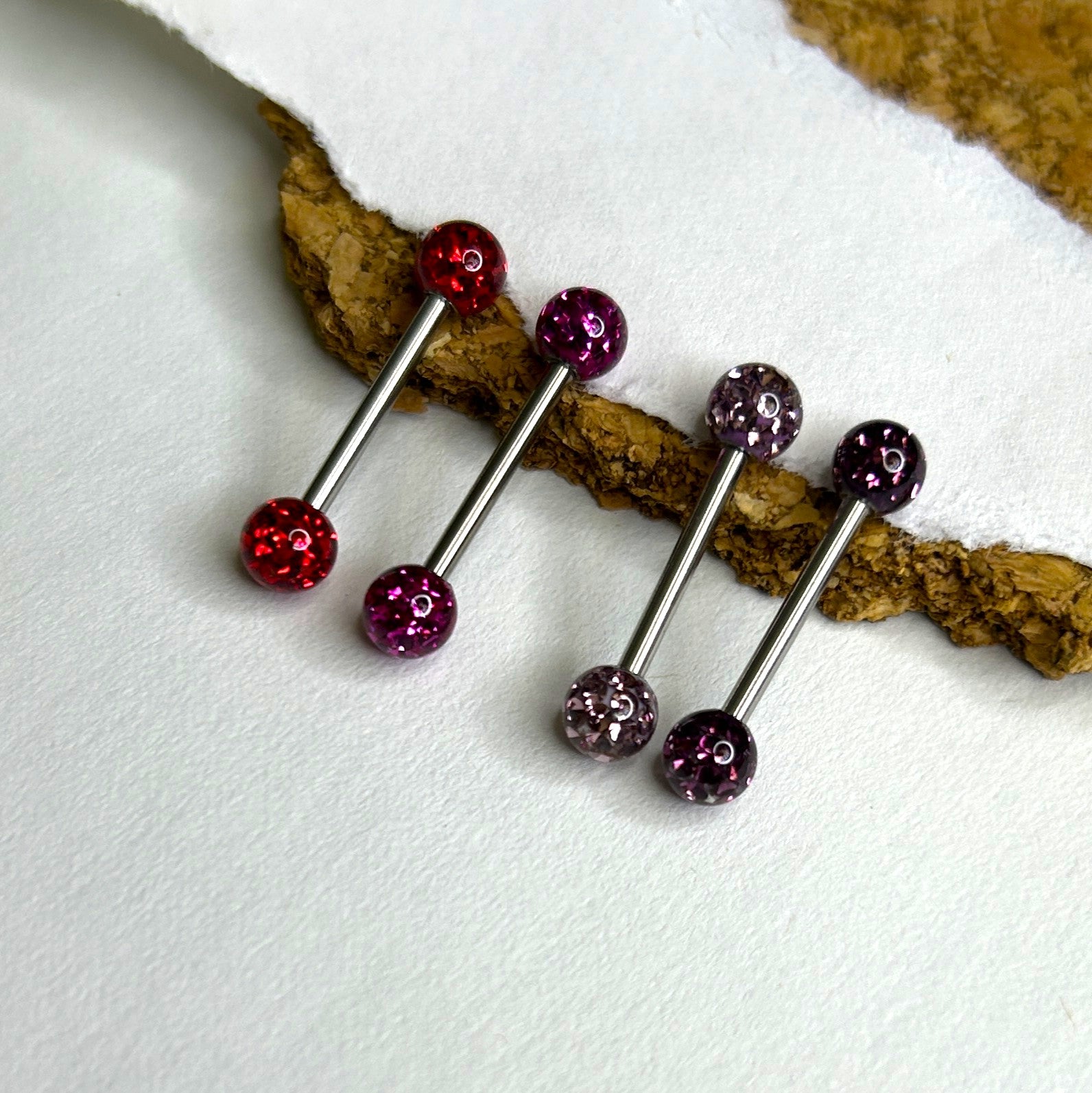 Nipple Bar - Epoxy Crystal Paved Balls