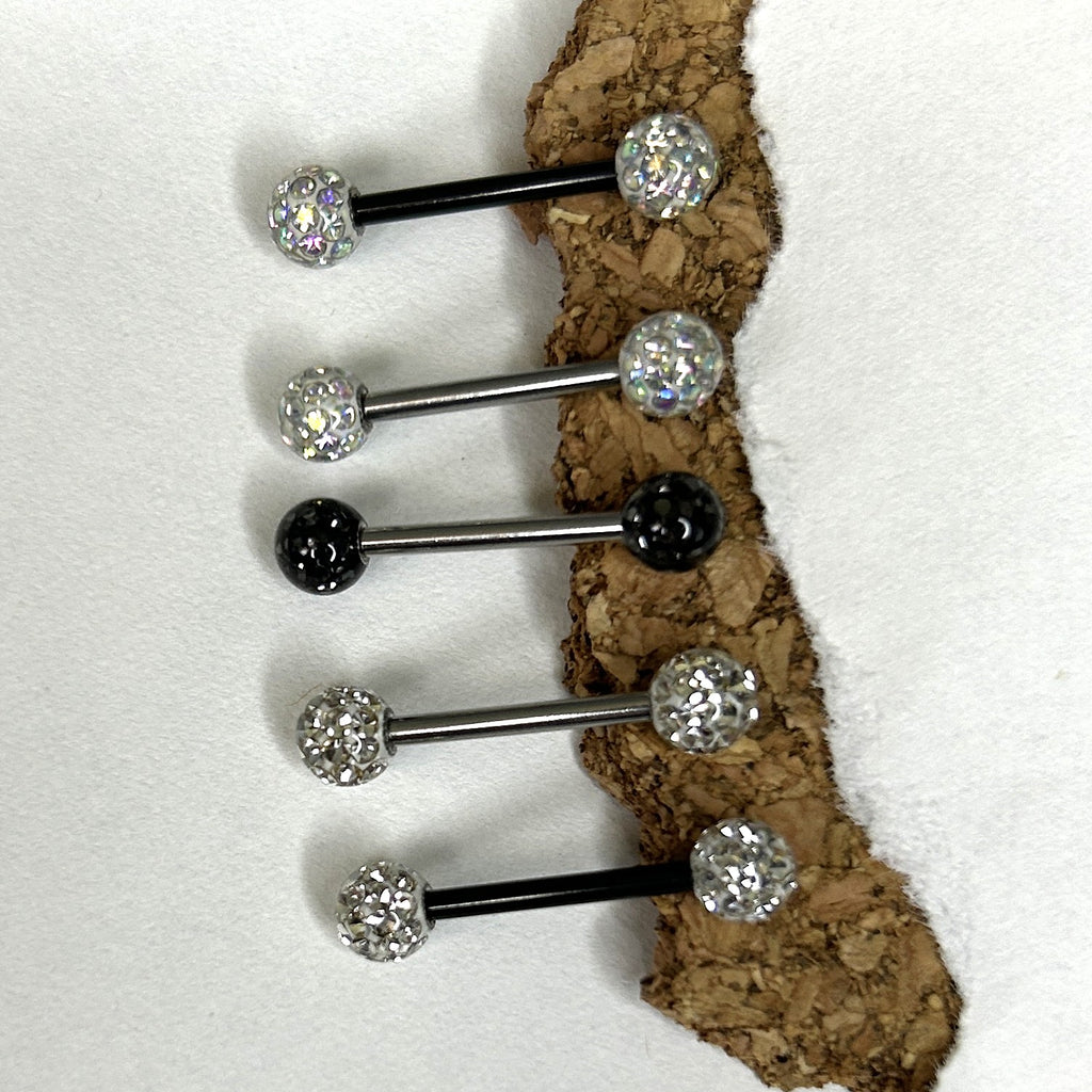 Nipple Bar - Epoxy Crystal Paved Balls