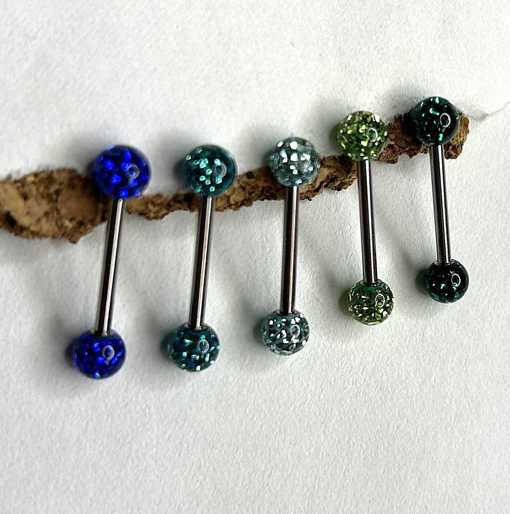 Nipple Bar - Epoxy Crystal Paved Balls