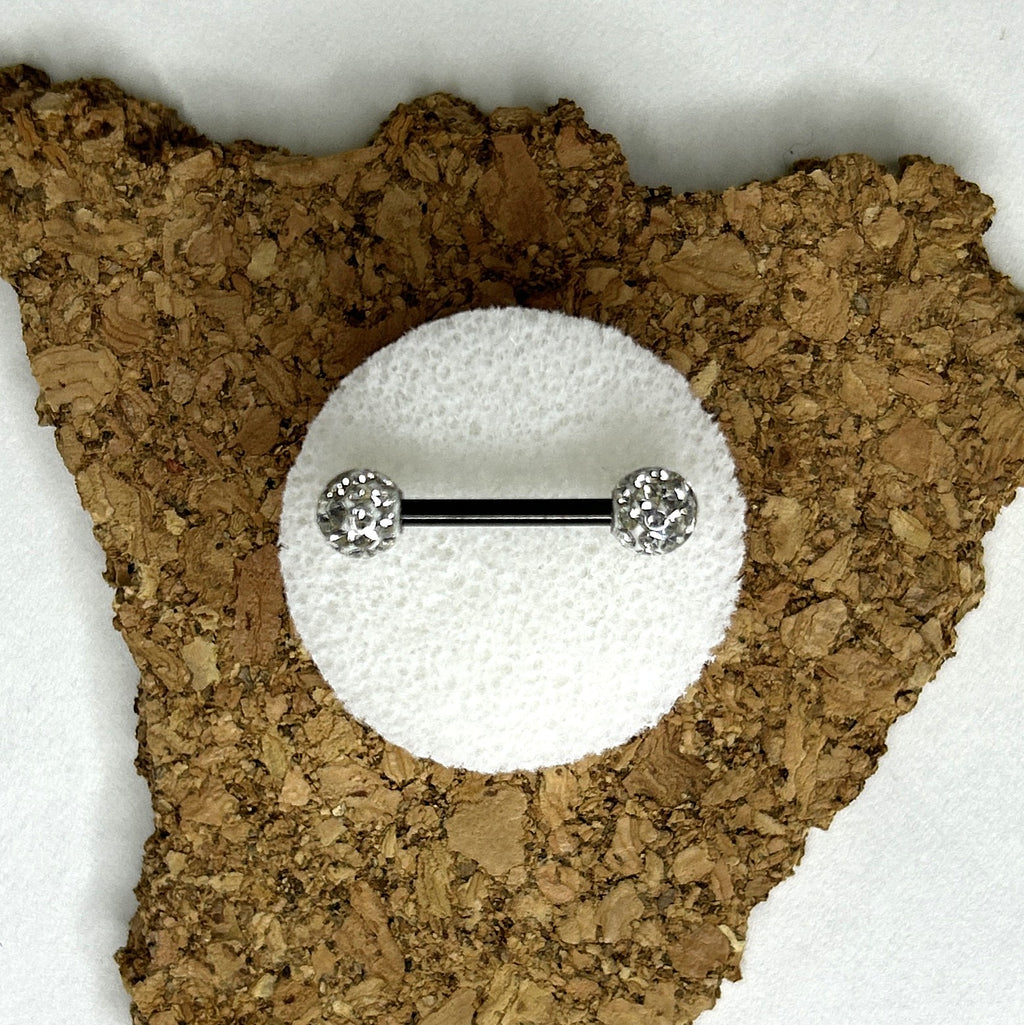 Nipple Bar - Epoxy Crystal Paved Balls