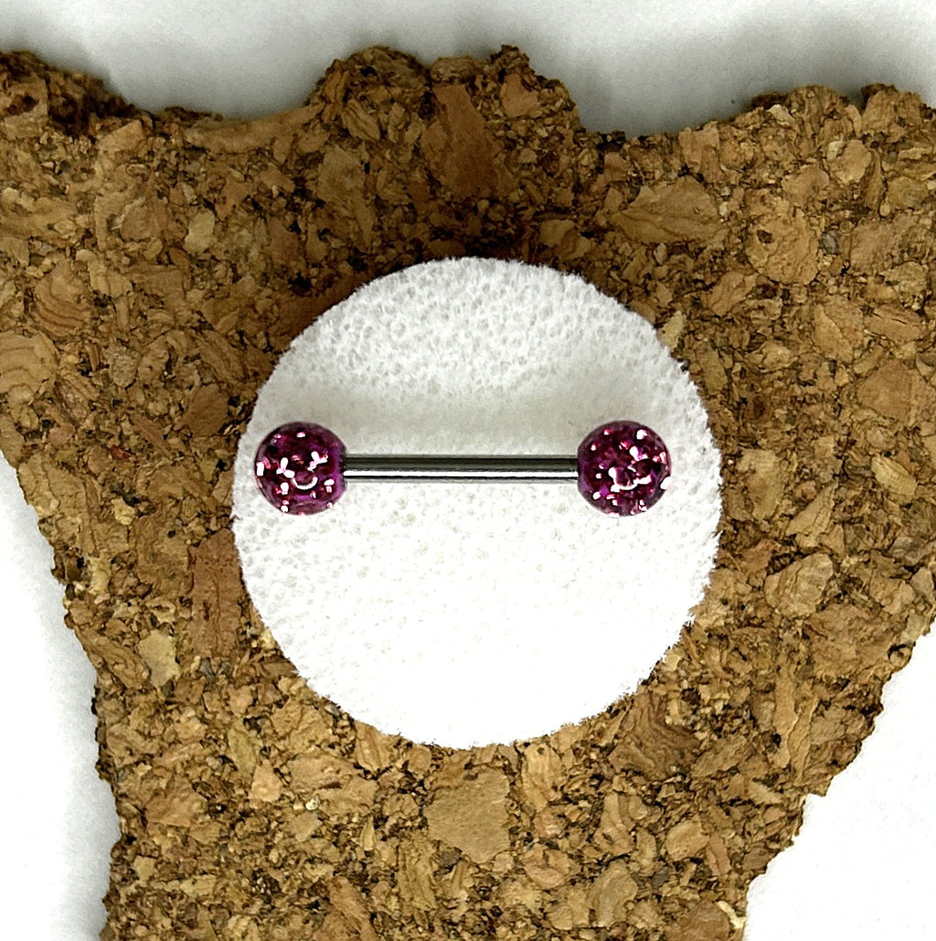 Nipple Bar - Epoxy Crystal Paved Balls