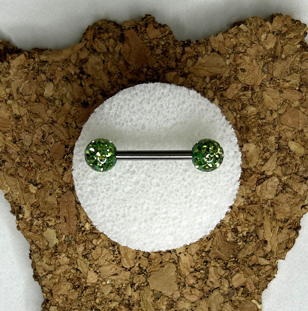 Nipple Bar - Epoxy Crystal Paved Balls