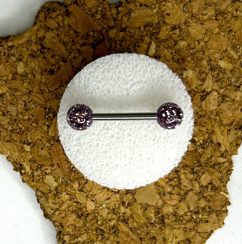 Nipple Bar - Epoxy Crystal Paved Balls
