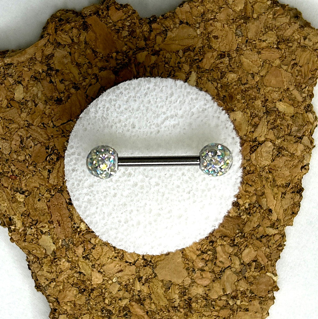 Nipple Bar - Epoxy Crystal Paved Balls