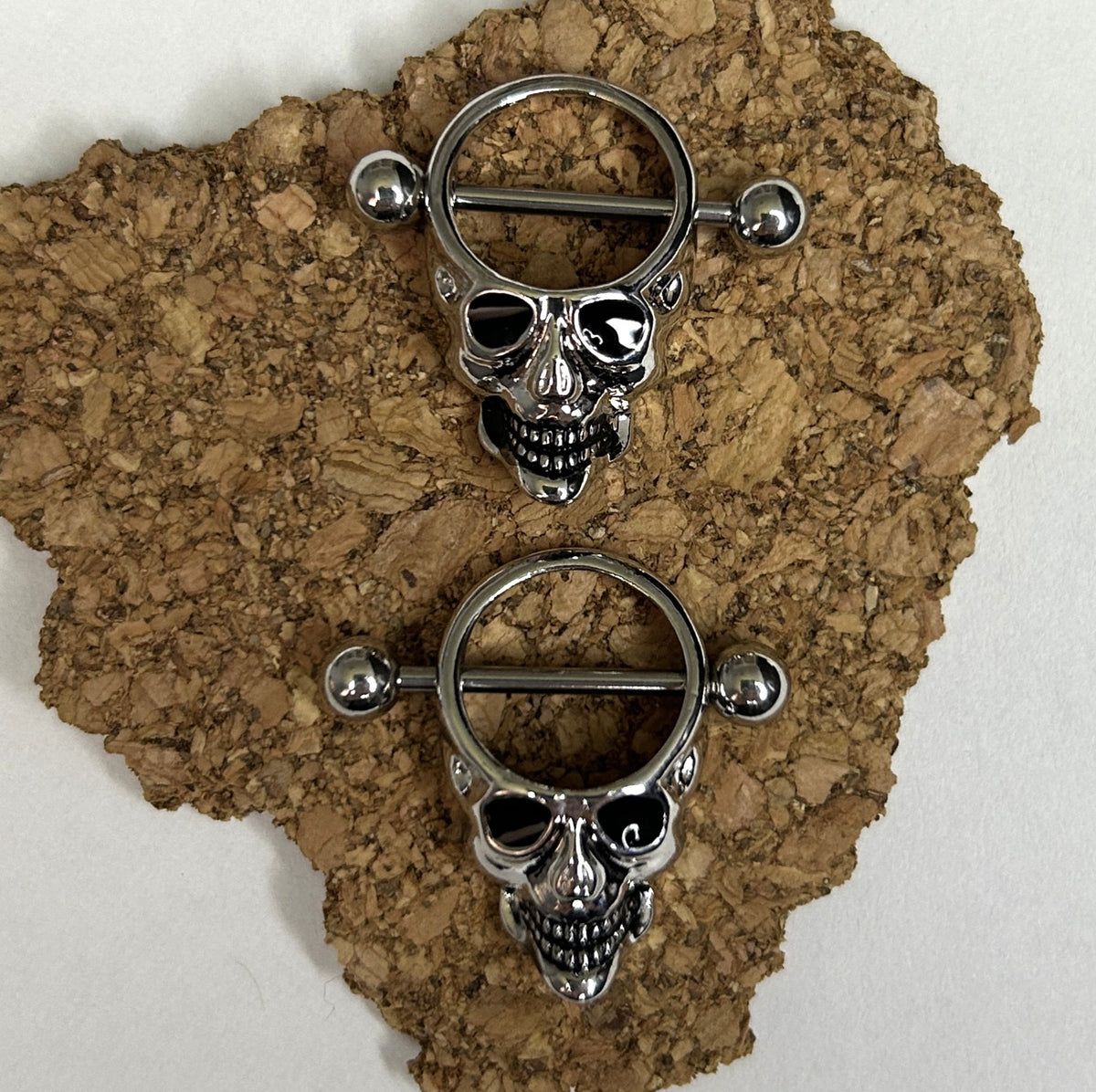 Steel Skull Nipple Shield Barbells