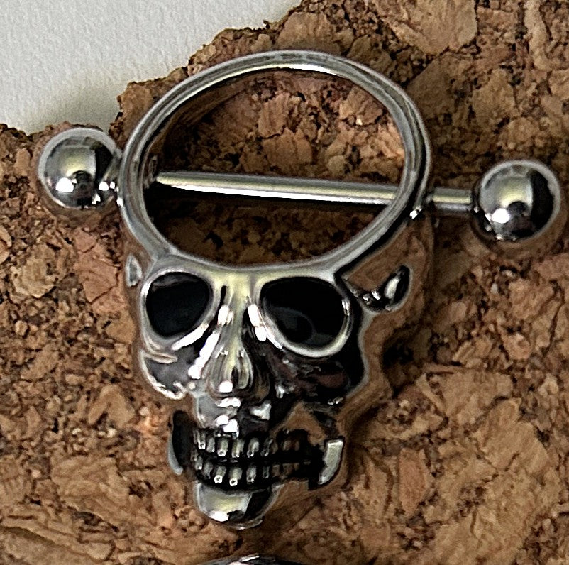 Steel Skull Nipple Shield Barbells