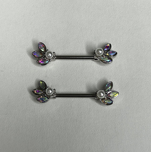 Nipple Bar - Pearl & Aurora Marquis Stones