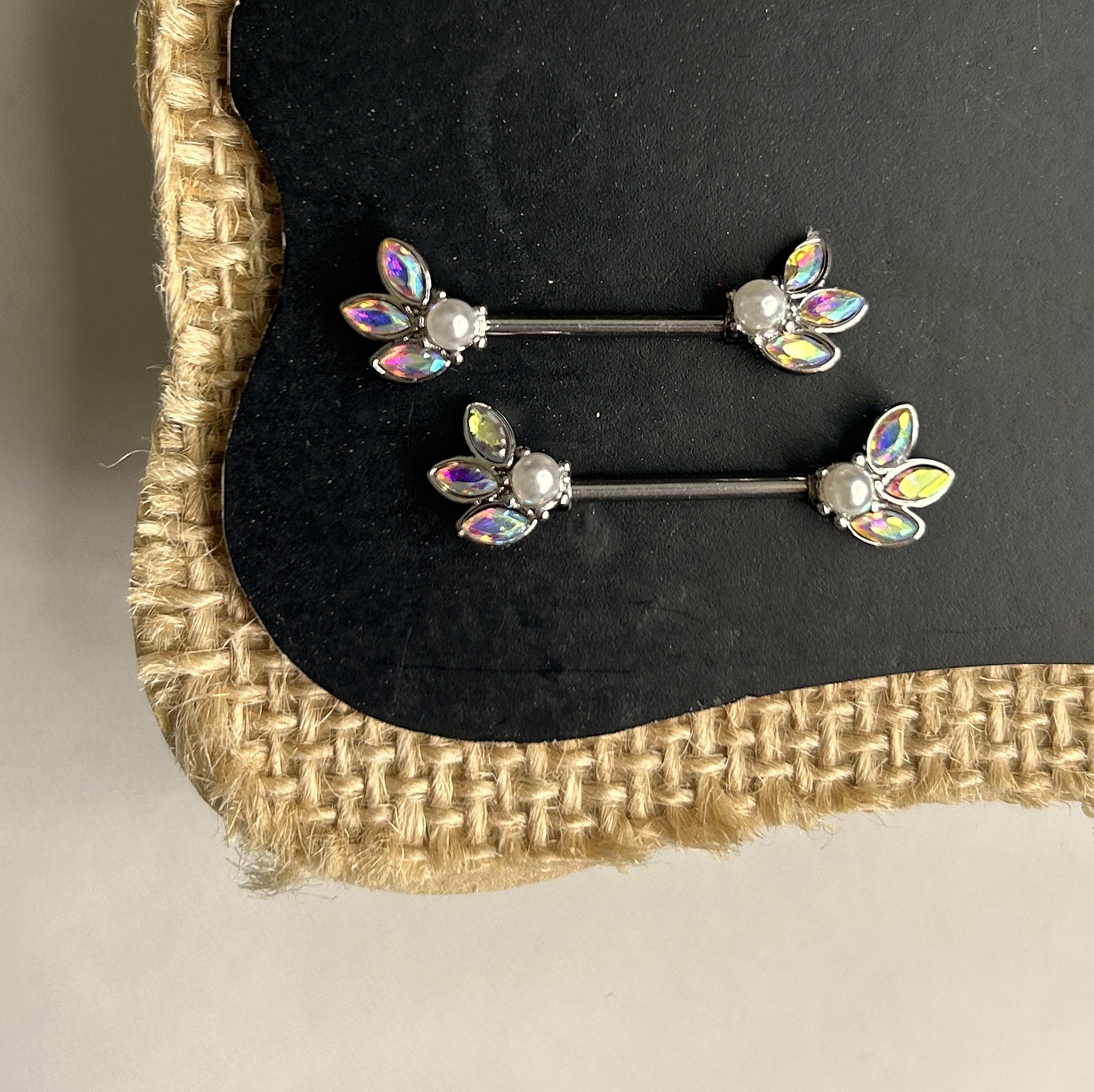 Nipple Bar - Pearl & Aurora Marquis Stones