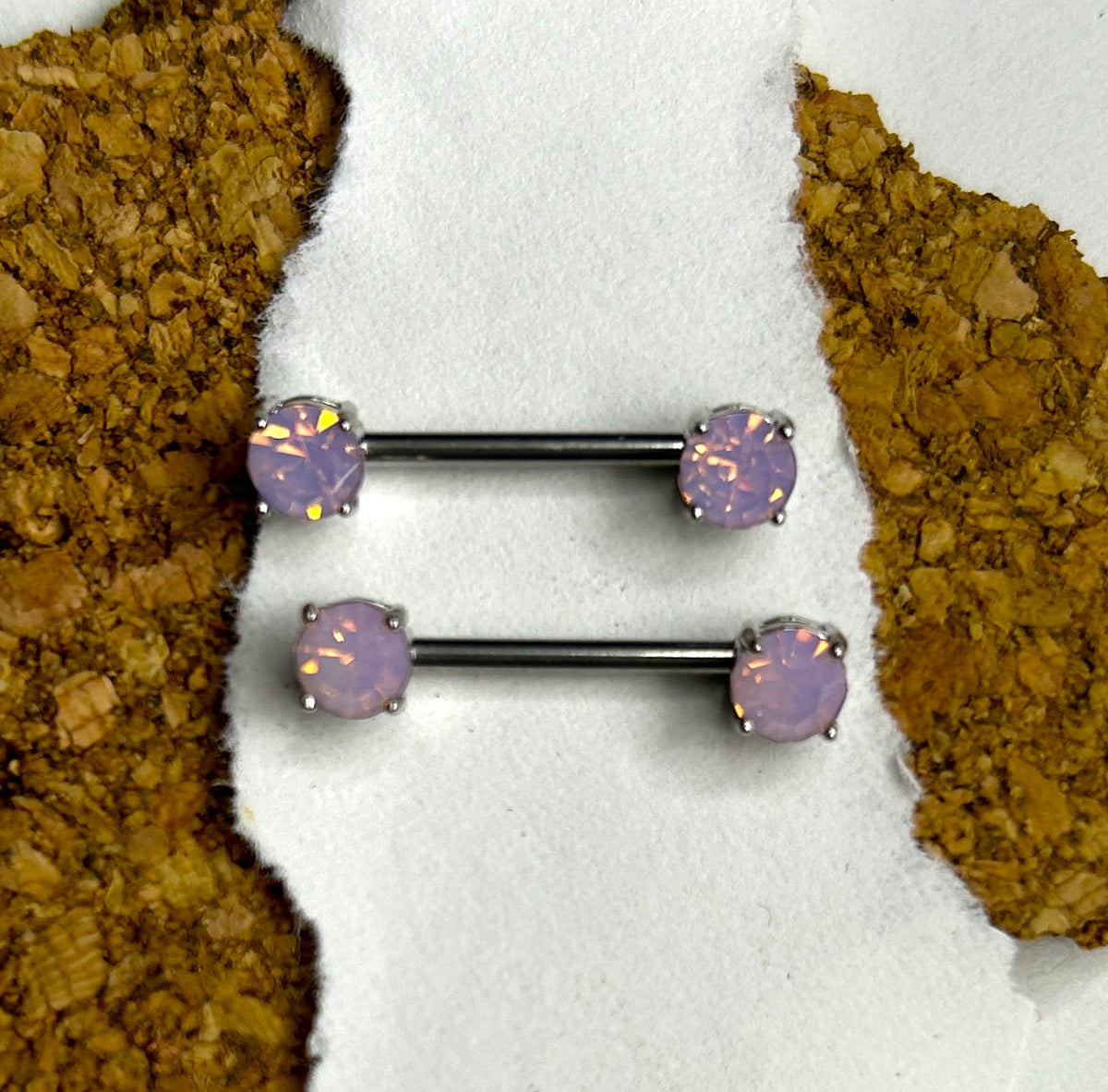 14g Steel Prong-Set Gem Nipple Barbell – 14mm
