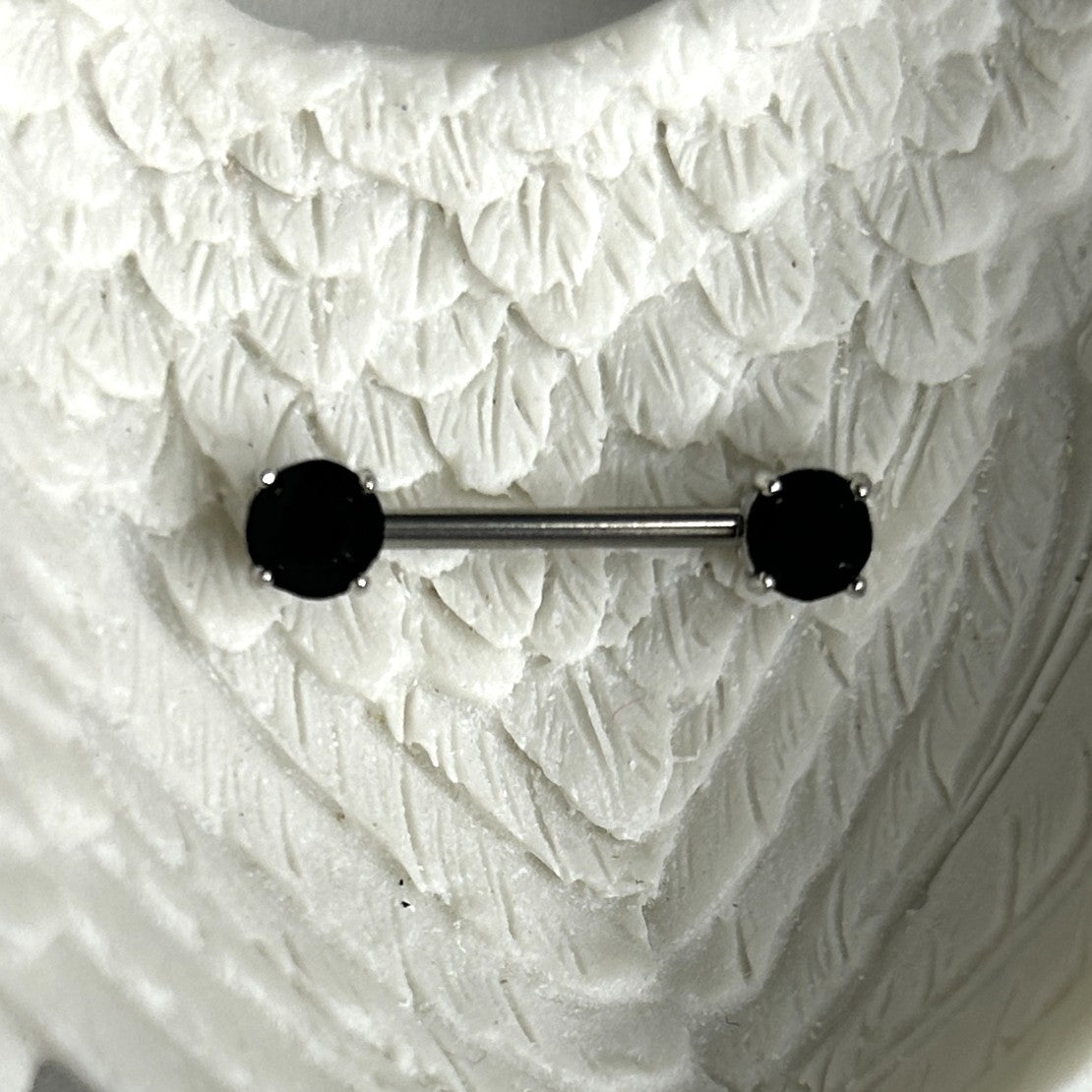 14g Steel Prong-Set Gem Nipple Barbell – 14mm
