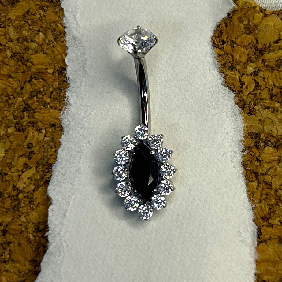 Titanium Marquise Halo Belly Ring