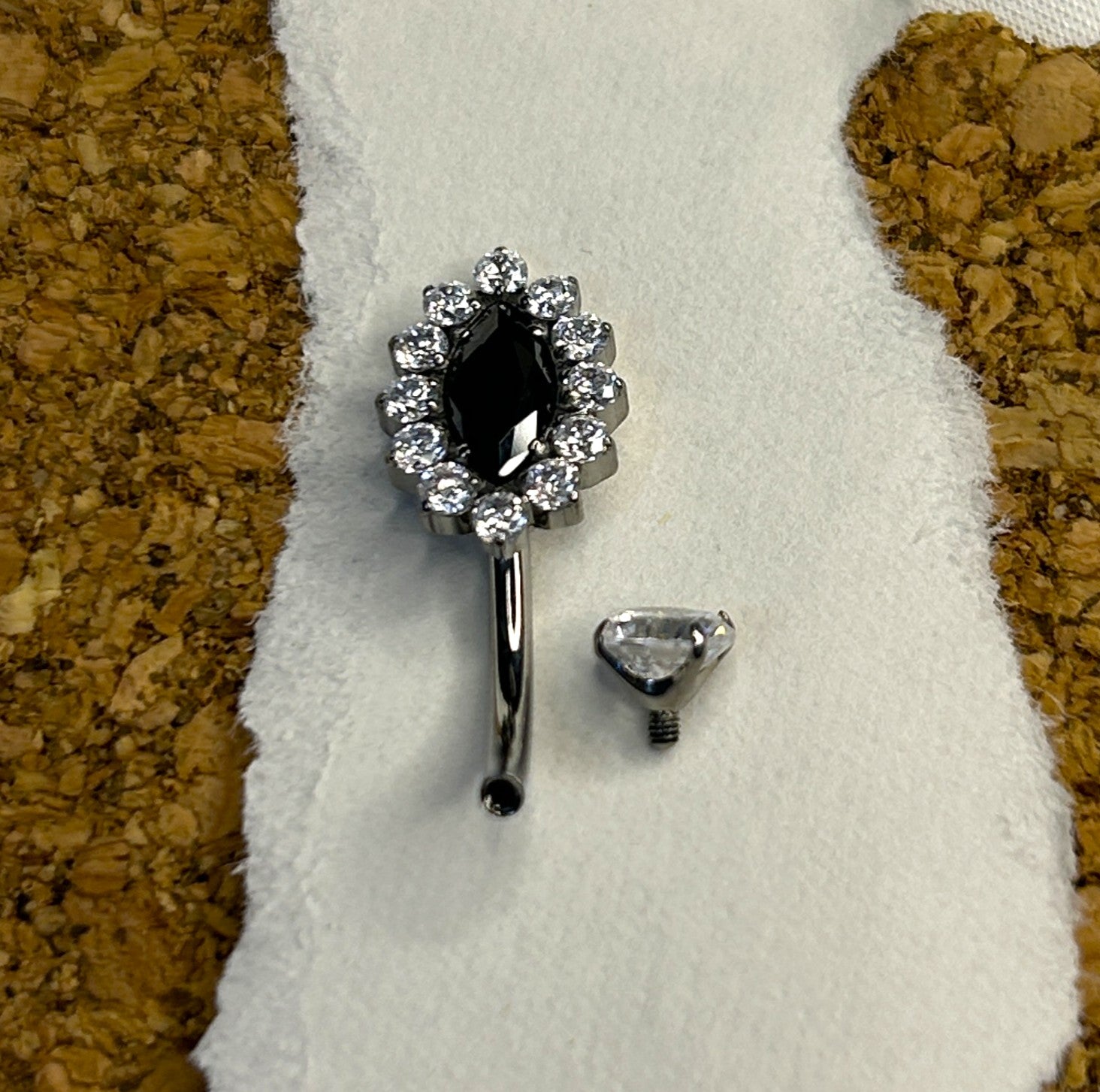 Titanium Marquise Halo Belly Ring