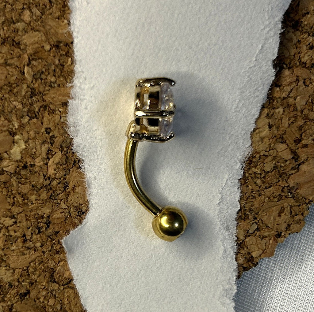 Titanium Classic Belly Ring – 3mm & 6mm Prong-Set Beads