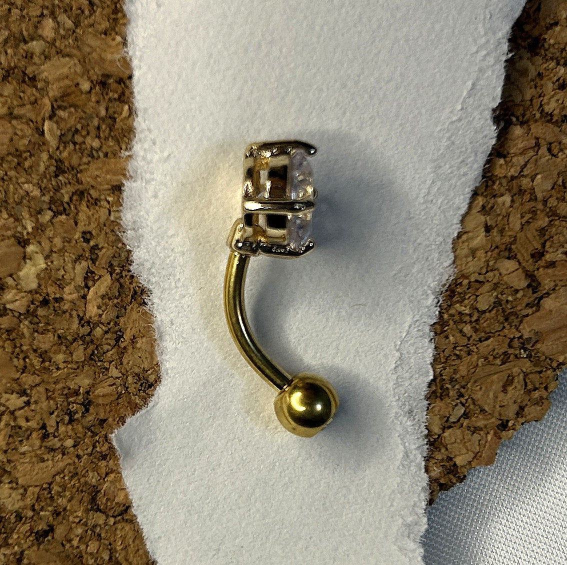 Titanium Classic Belly Ring – 3mm & 6mm Prong-Set Beads
