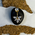 Titanium Firefly Belly Ring – 5-Stone Marquise Cluster | Gold