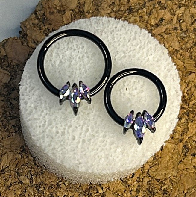 Black 316L Steel 16g Triple Marquise Clicker