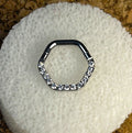 316L Steel 16g Hex Gem Clicker