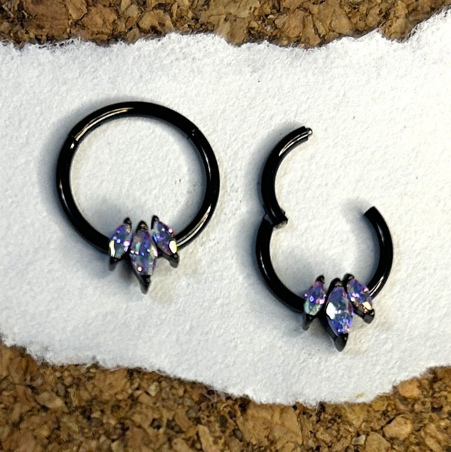 Black 316L Steel 16g Triple Marquise Clicker