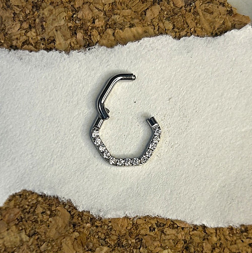 316L Steel 16g Hex Gem Clicker