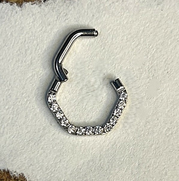 316L Steel 16g Hex Gem Clicker